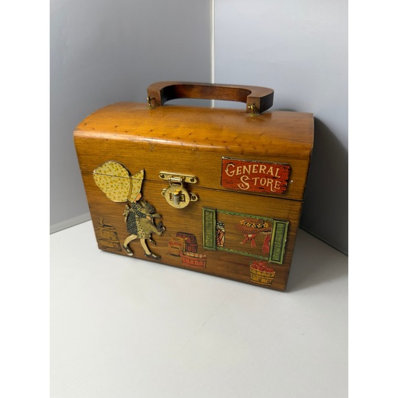 Unbranded Handbags - Vintage Wood Box Purse Americana Retro Folk Art Handbag